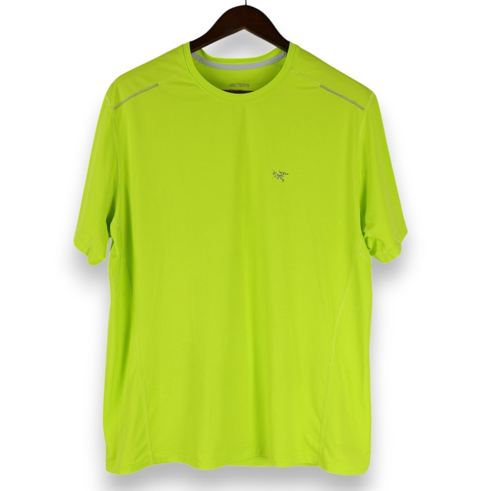 Arc'teryx Motus Crew Neck Shirt SS Mens XL Neon Green Hiking Outdoors Ski READ